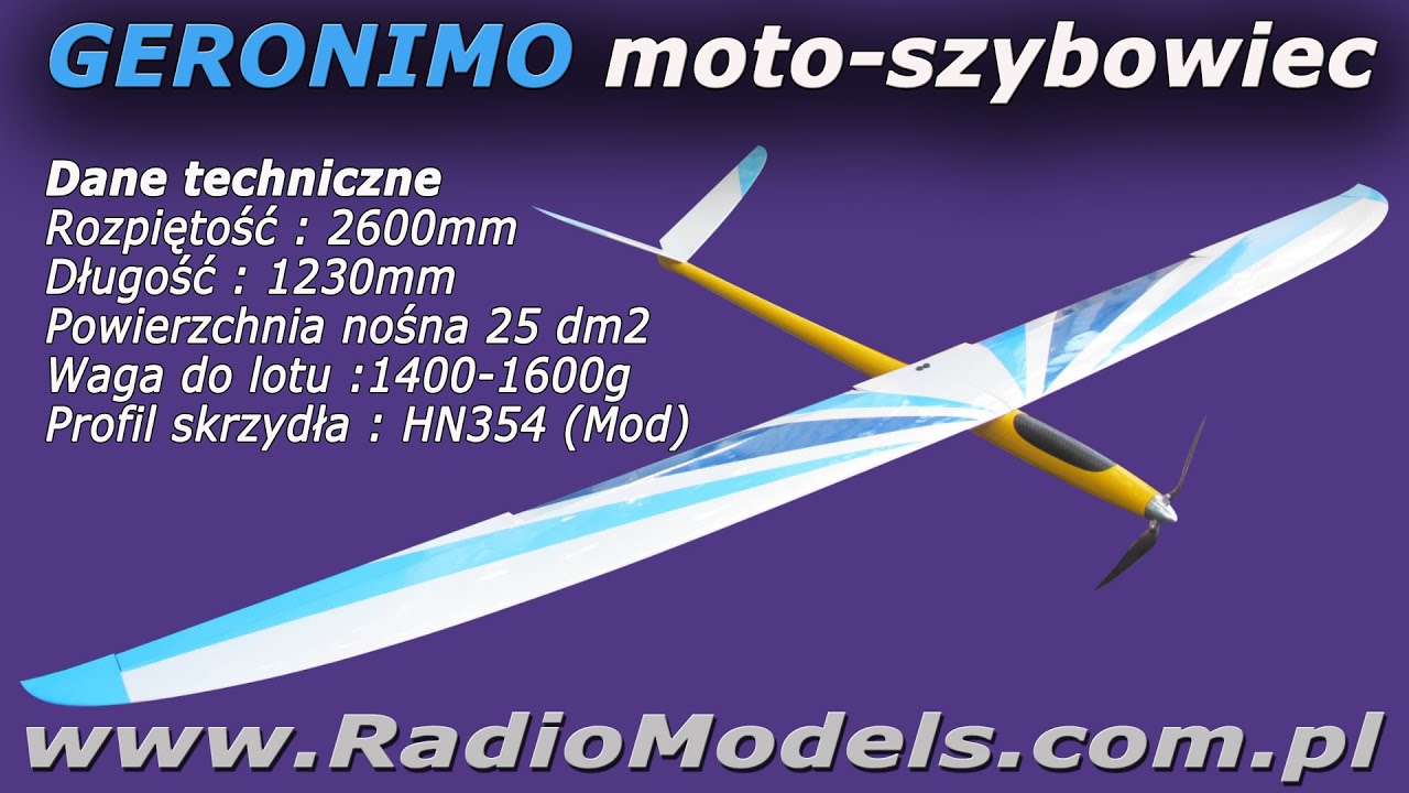 GERONIMO 2600mm moto-szybowiec FlyFlyHobby Radiomodels