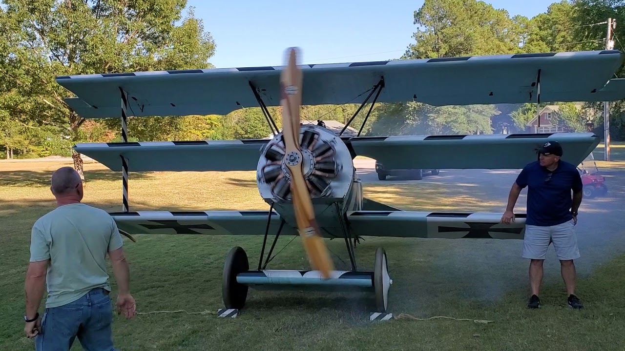 Fokker Dr.1 with 80 Le Rhone - First Engine Run