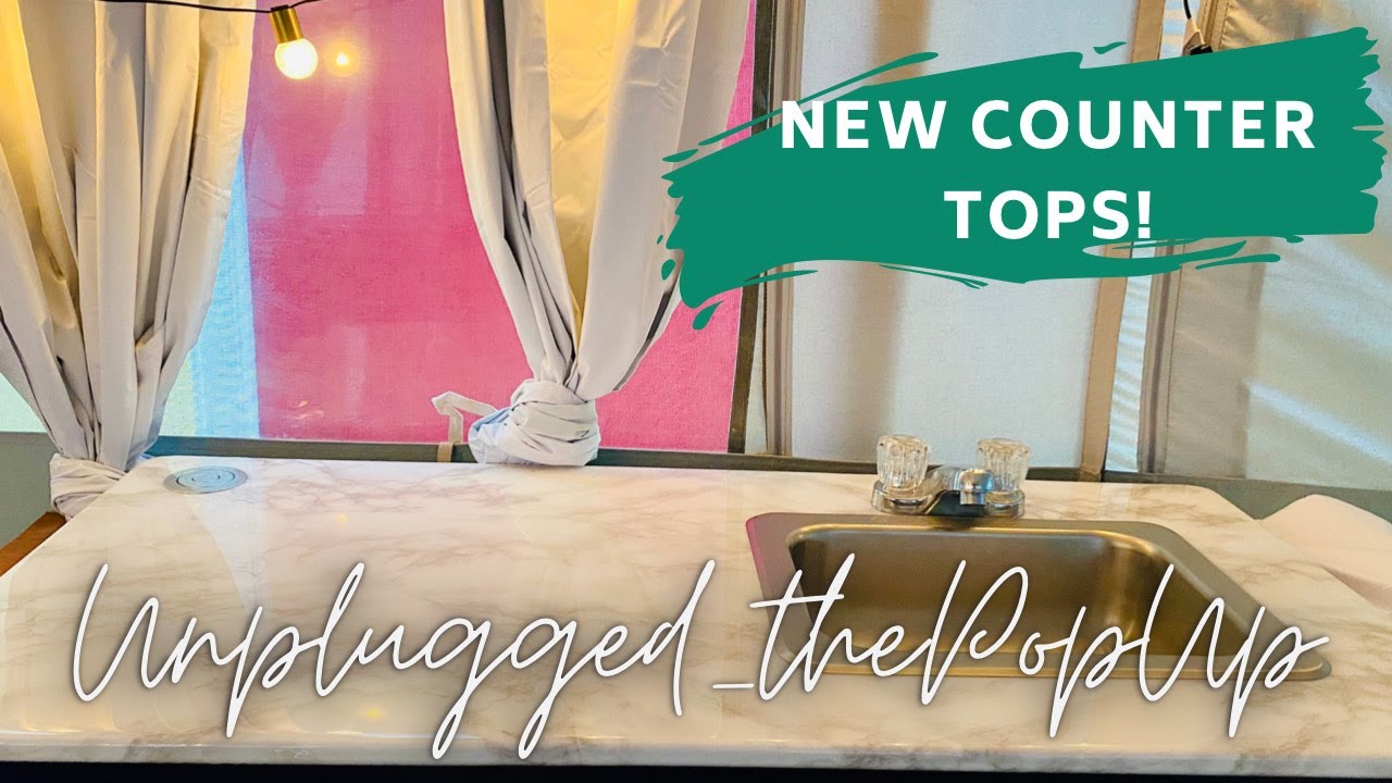 Episode 05: New Counter Tops in the PopUp\\  Looks like Marble & Super Easy with an Epoxy Finish!