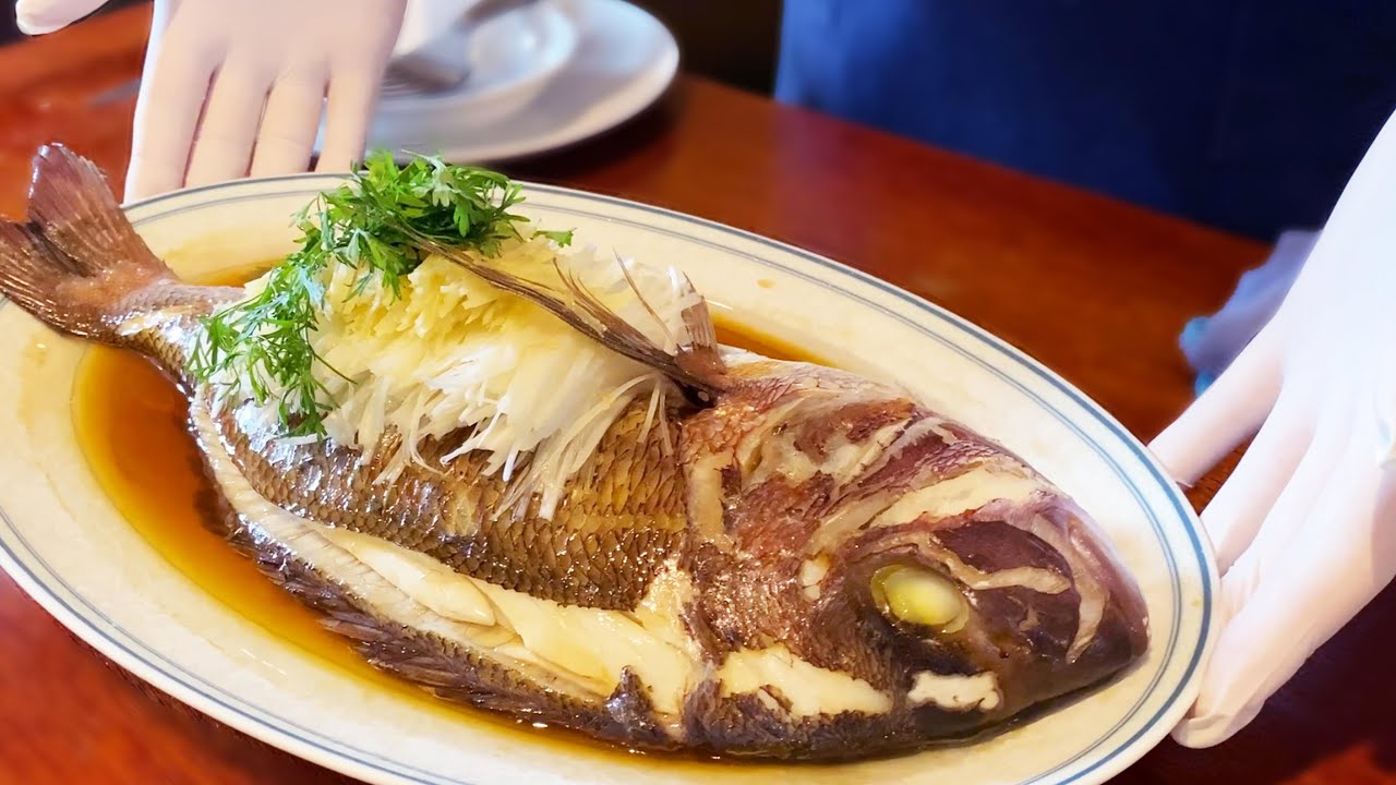 清蒸鮮魚（真鯛の姿蒸し）をさばいていく！！【きまぐれ中華一筋】Steamd Red sea bream