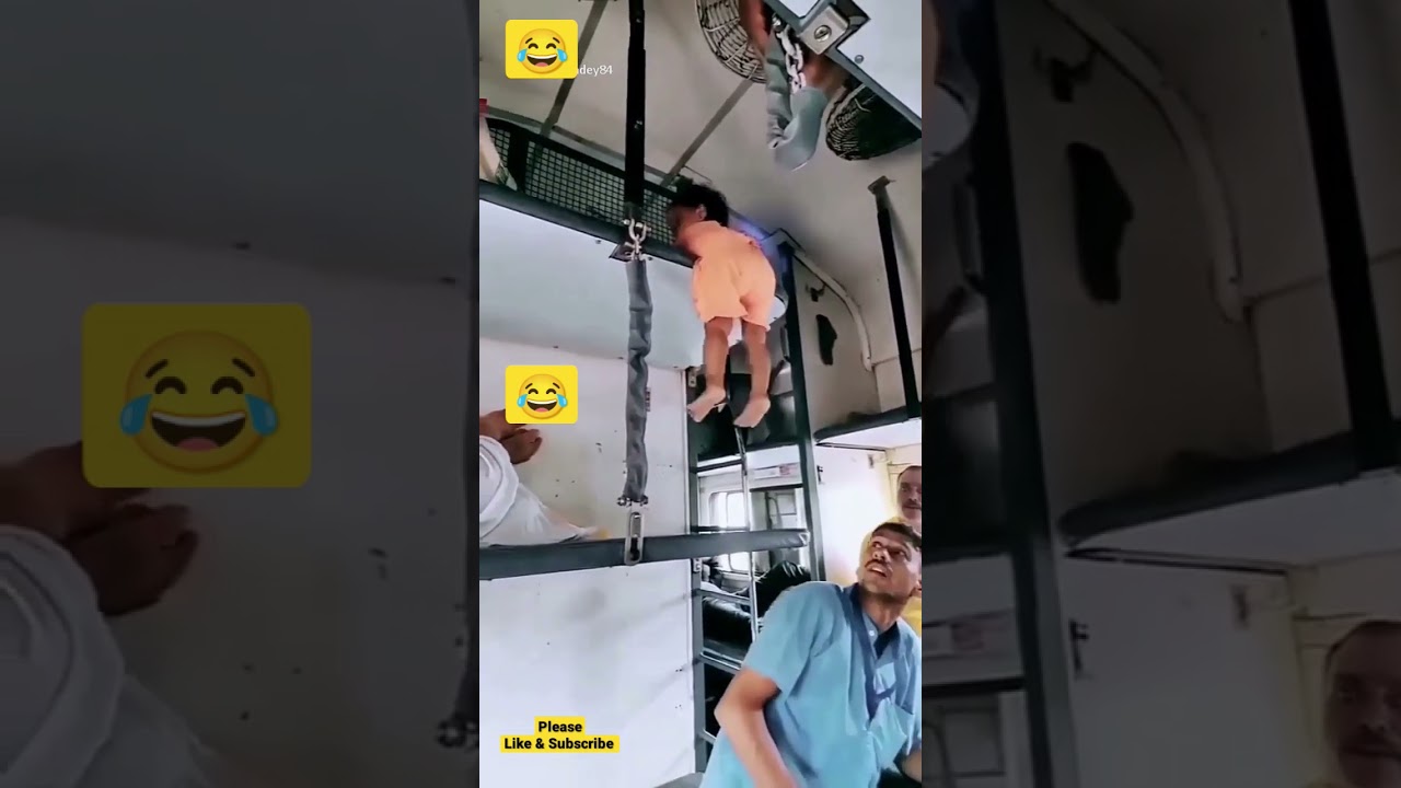 1 Year Old Toddler Getting Down from Upper Berth to Middle Seat on Train #chaildvideo #travel #train