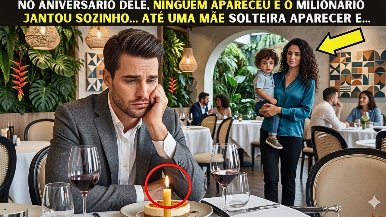 No ANIVERSÁRIO dele, NINGUÉM apareceu e o Milionário jantou sozinho… até uma mãe solteira aparecer e