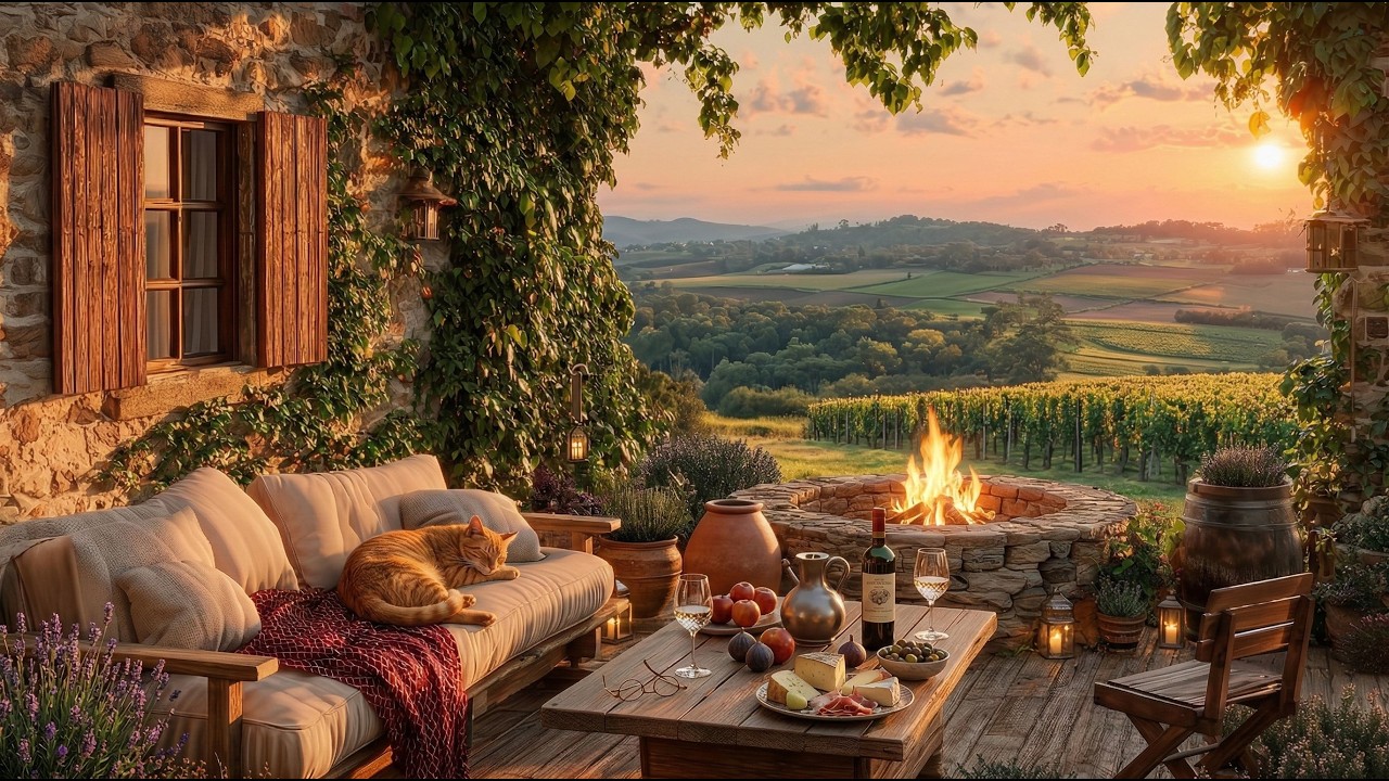 Cozy Countryside Relaxation Corner Feast: Evening Snacks by the Fire with 24 Hours of Relaxing Music