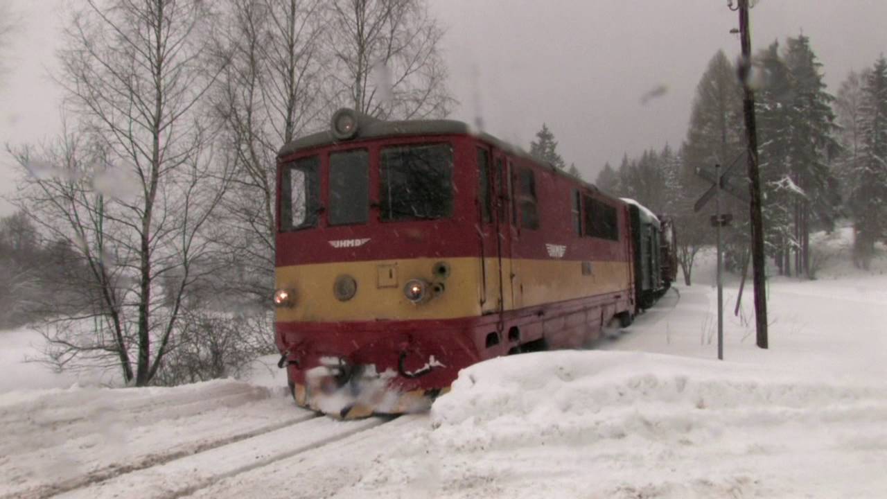 JHMD - smíšený vlak s T47.021 do Nové Bystřice dne 6.2.2009