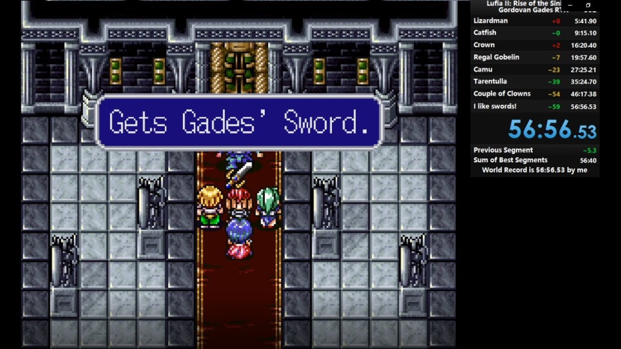 World Record - Lufia II Speedrun Gades RTA #1 56:56:53