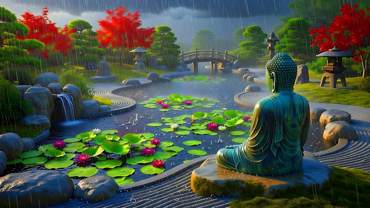 🔴 Âm Thanh Mưa Tự Nhiên Bên Tượng Phật Và Nhạc Thư Giãn Cho Tâm Hồn Bình An