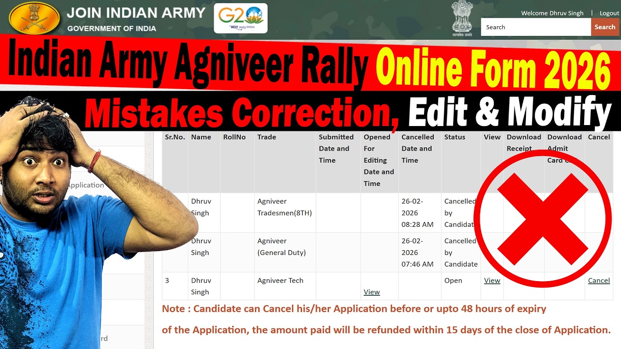Form Correction in Indian Army Agniveer Rally Recruitment 2026 | Edit & Modify Process