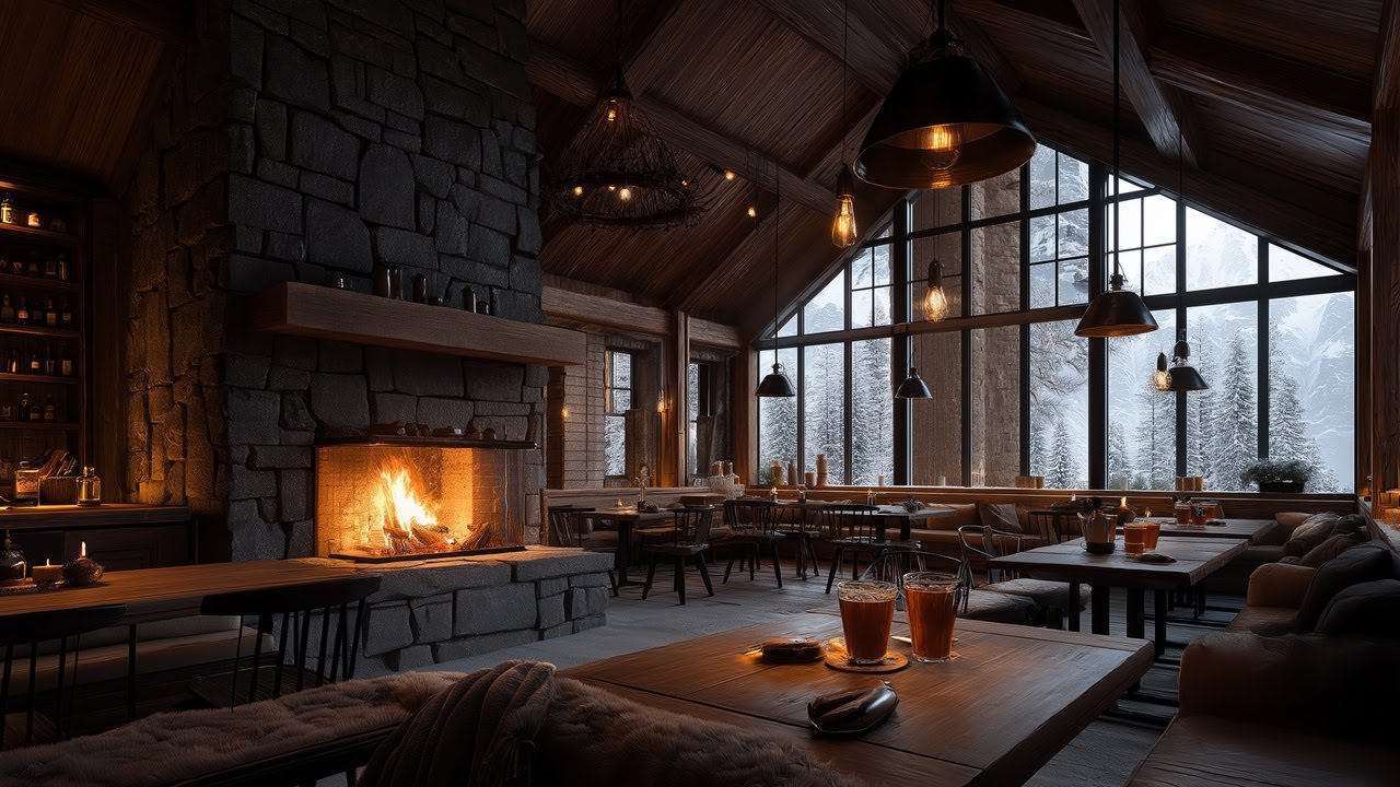 Fireplace Sessions ☕ Cozy Winter Jazz Café Ambience for Work & Relaxation 🔥 | Seasonal Jazz Café
