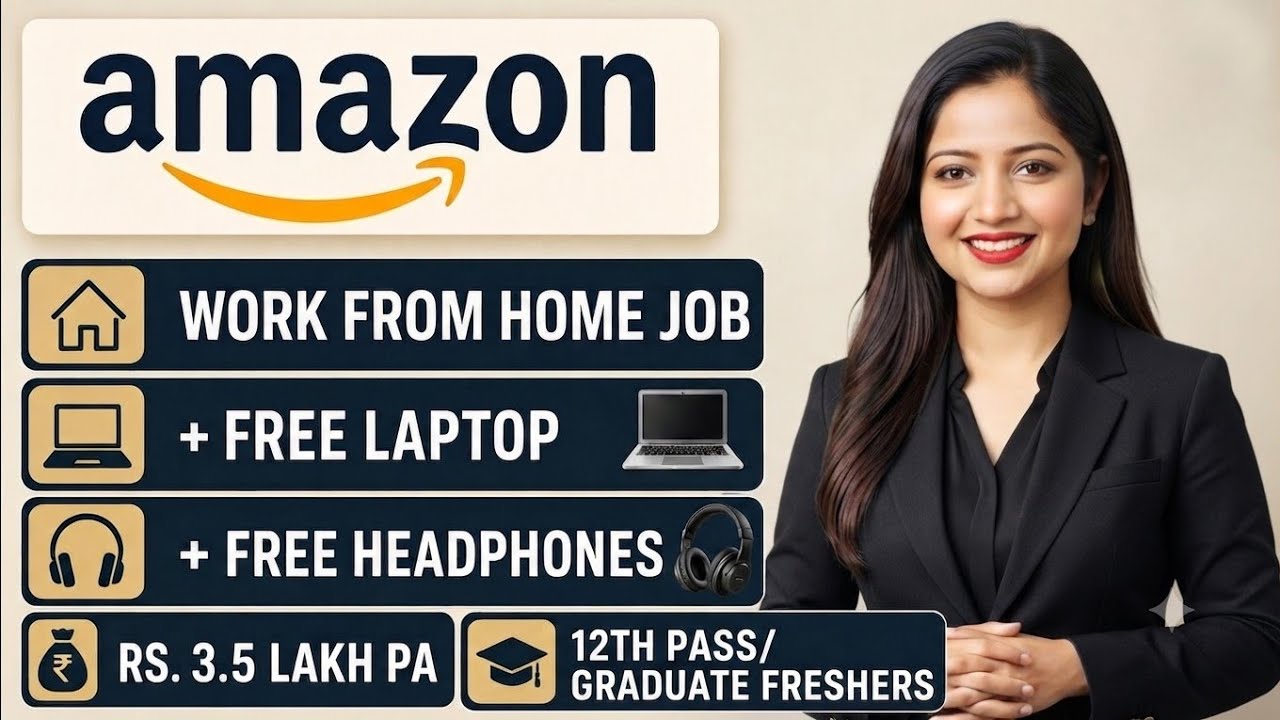 🔥 Amazon August 2026 Work from Home Job for 12th Pass Freshers 😱 with Free Laptop, Wi-Fi & Internet
