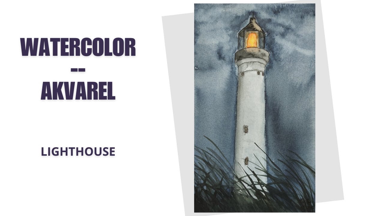 Malování majáku akvarelem | Watercolor Lighthouse Painting Timelapse
