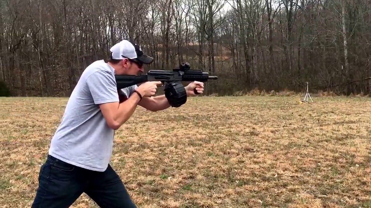 Saiga 12 full auto with drum mag.