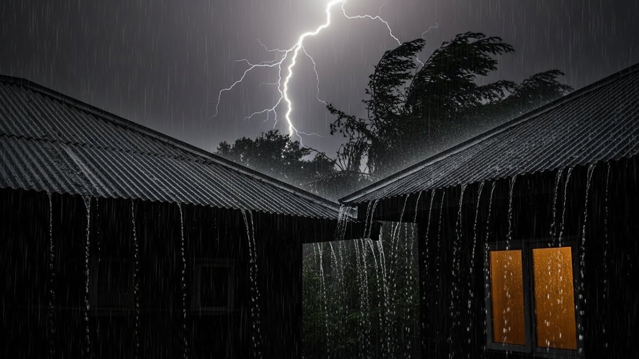 Heavy Rain on Cabin Roof 🌧️ Sleep Fast with Thunderstorm Sounds for Relaxation #33