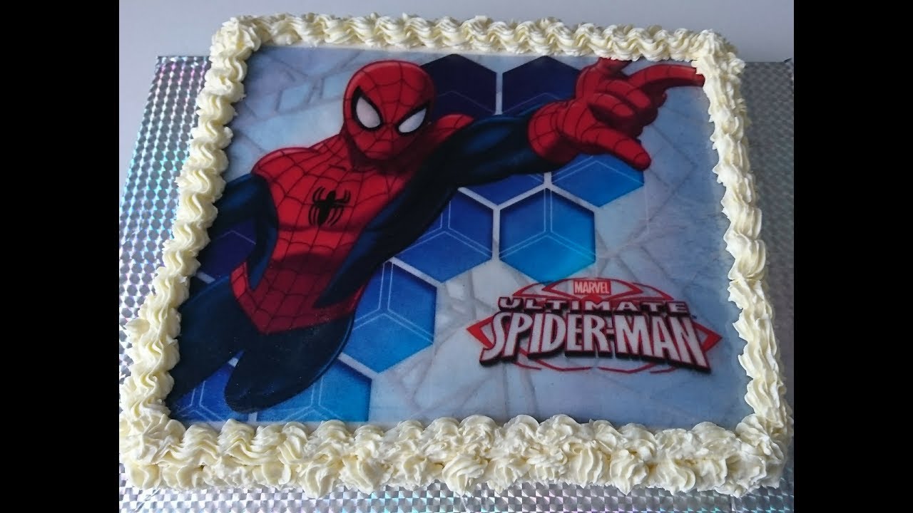Amazing cake decorating SPIDER MANcomment poser un disque azyme (une photo comestible) sur un gâteau