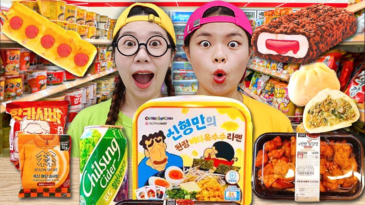Korean Convenience Store Food Mukbang 아이클레이 편의점 먹방 피크닉 틈새라면 치킨 짱구 라멘 도넛 CVS EATING SHOW 티미TIMI