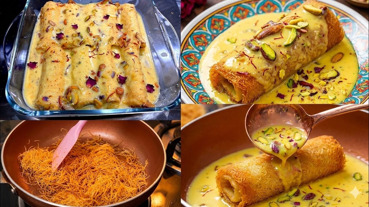Kunafa  bread malai roll recipe by lahori handi .kunafa Dessert.easy dessert recipe