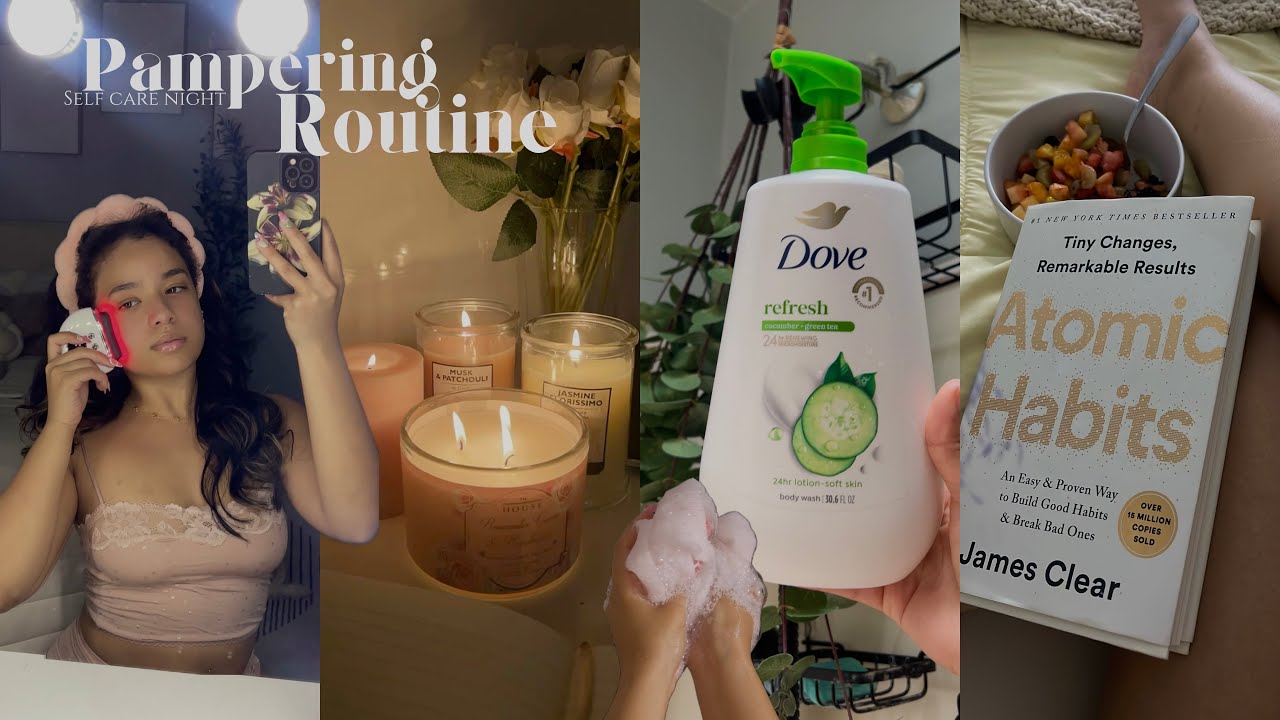 Pampering Self Care Routine | Cozy & Relaxing🌱 skincare, shower routine, guasha, ￼reading Ft WaterH