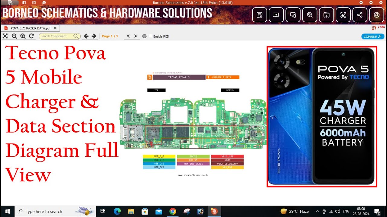 Tecno Pova 5 Phone Charger And Data Section Diagram Full View Step by Step