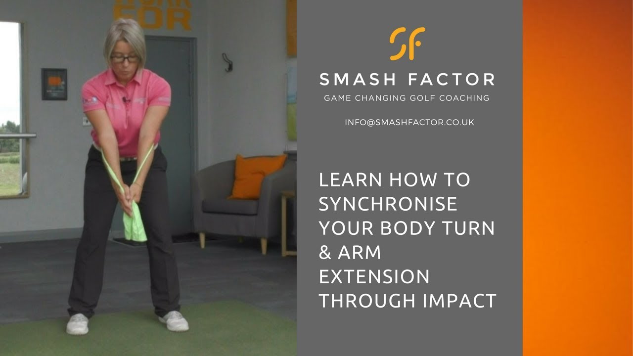 Golf drill to get great body rotation & arm extension through impact