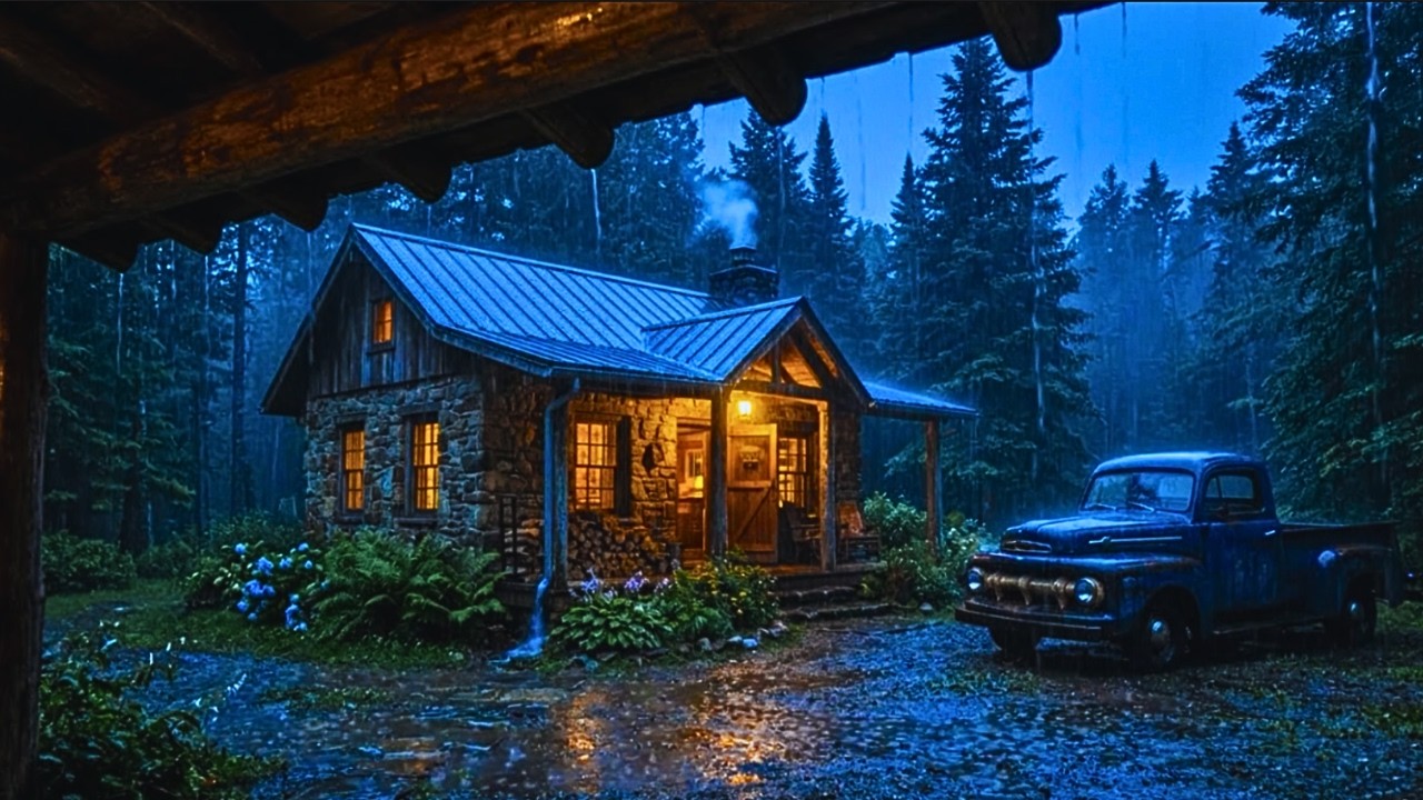🔴LIVE NO ADS🌧️ Rainy Night at a Cozy Forest Cabin | Relaxing Rain Sounds for Sleep, Study & Relax