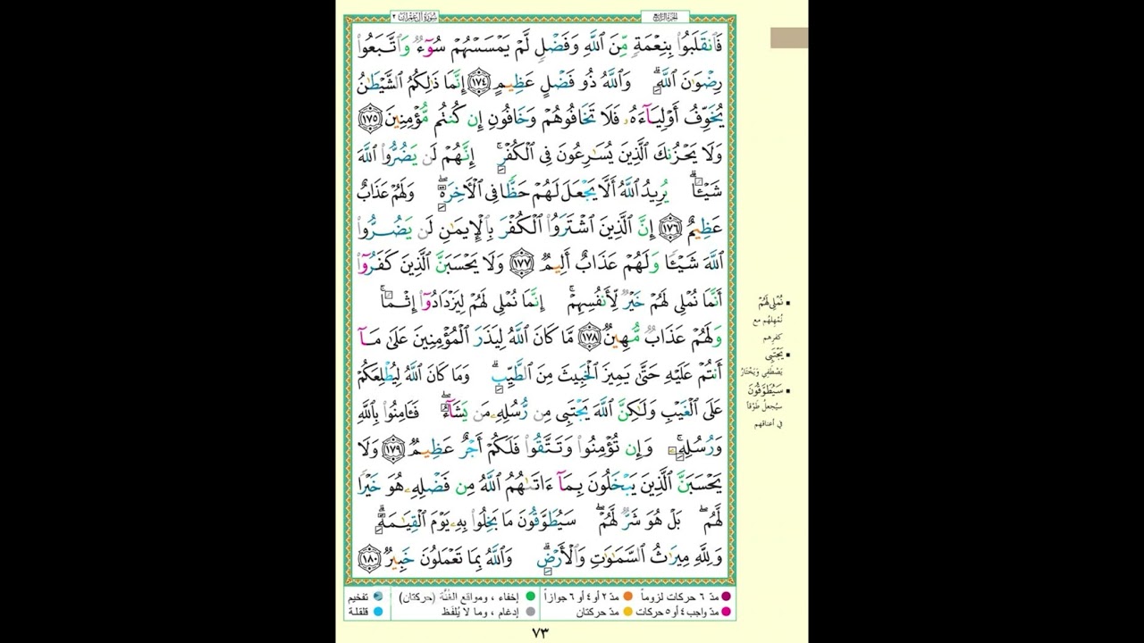 سورة ال عمران 73| فانقلبوا بنعمة من الله وفضل لم يمسسهم سوء| يصوت الحصرى الايه مكررة 5 مرات