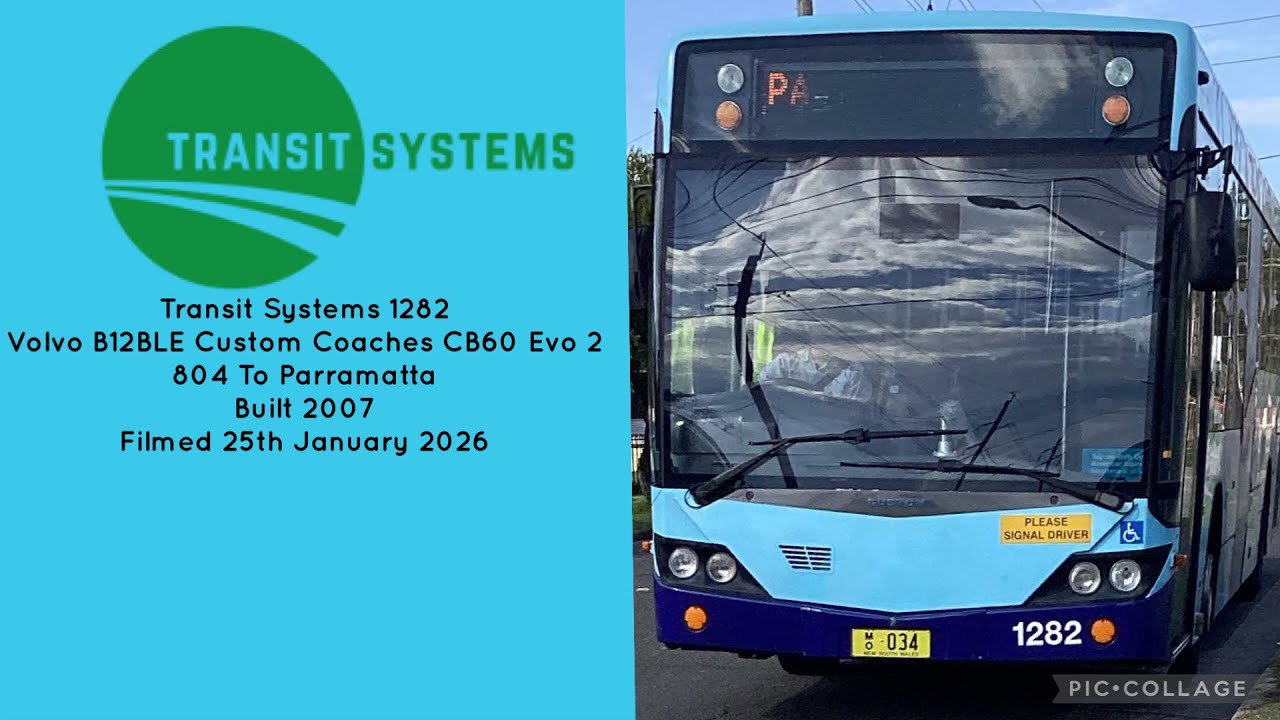 Transit Systems (1282) Volvo B12BLE Custom Coaches CB60 Evo 2 804 To Parramatta 