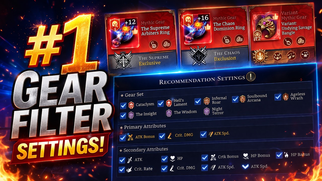 #1 GEAR FILTER CODE SETTING! | New Gear Sets Showcase and Forging! | New Update | Watcher of Realms