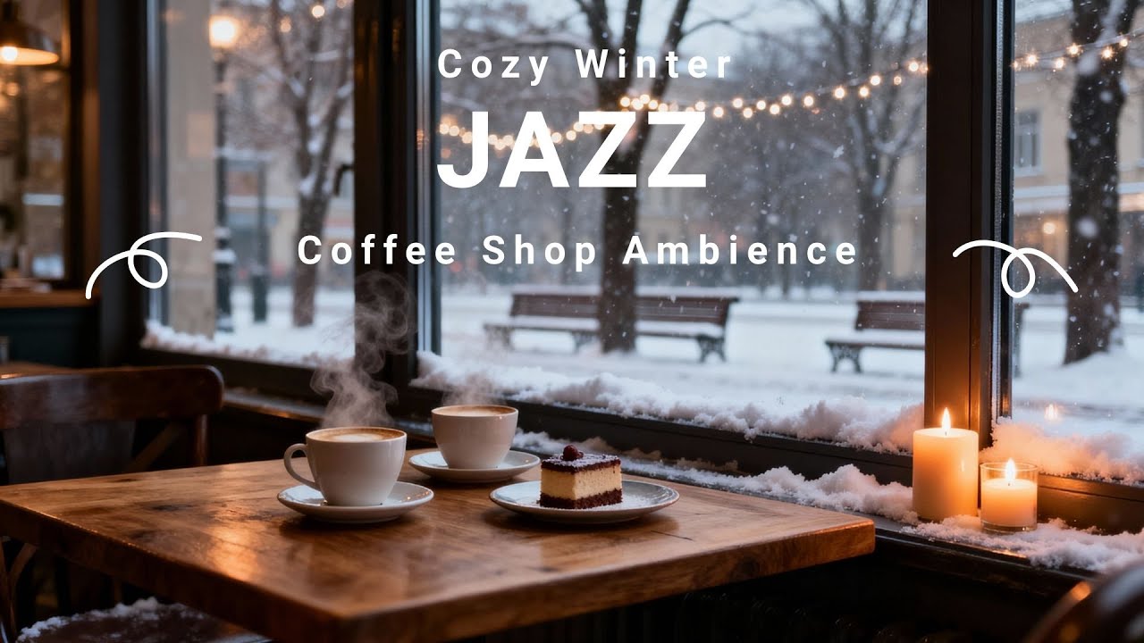 Cozy Winter Jazz & Coffee Shop Ambience | Relaxing Smooth Piano for Snowy February Mornings