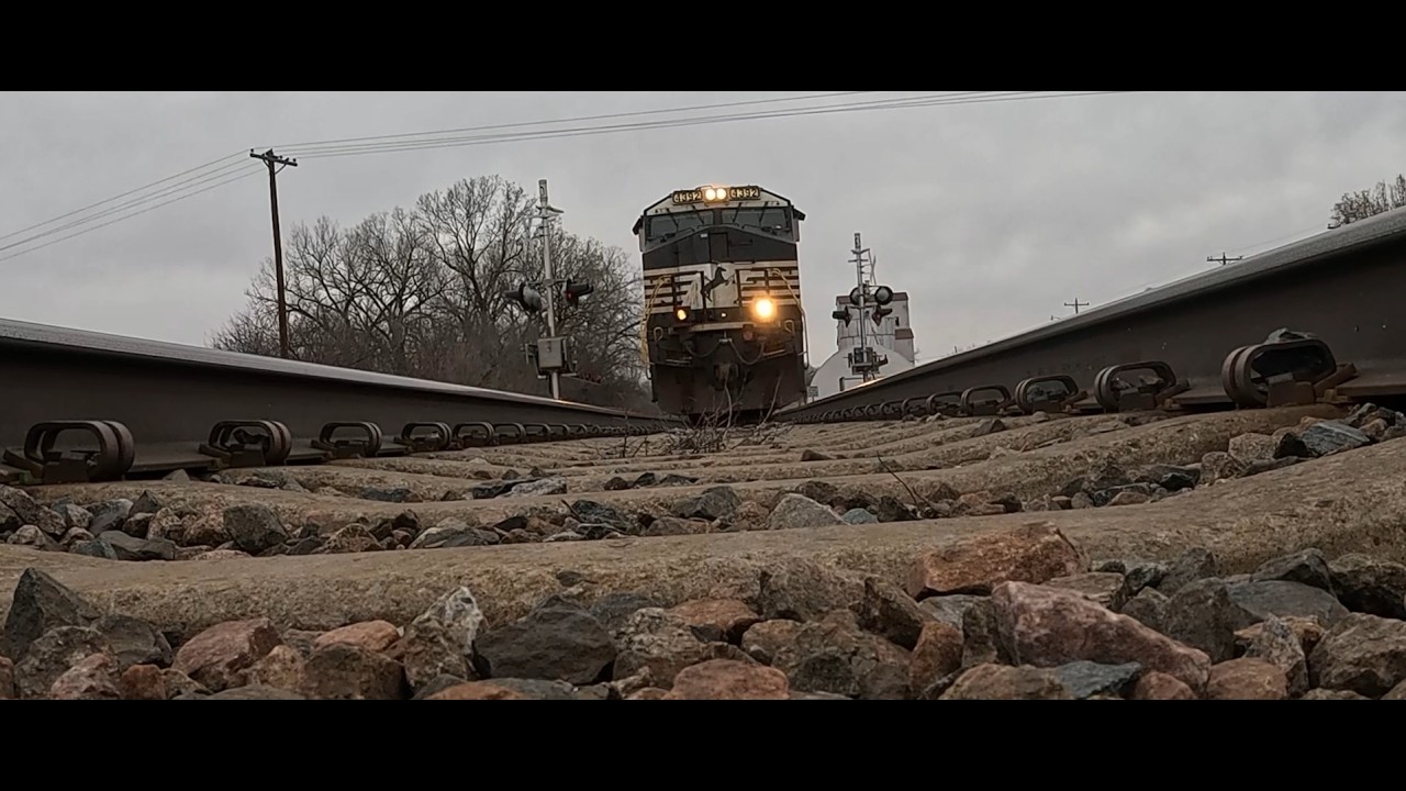 #norfolksouthern #coaltrain accelerates over #gopro13 through small #nebraska village.