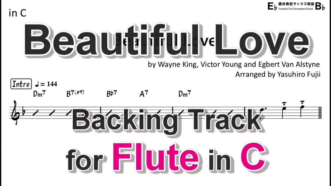 Beautiful Love - Backing Track with Sheet Music for Flute in C