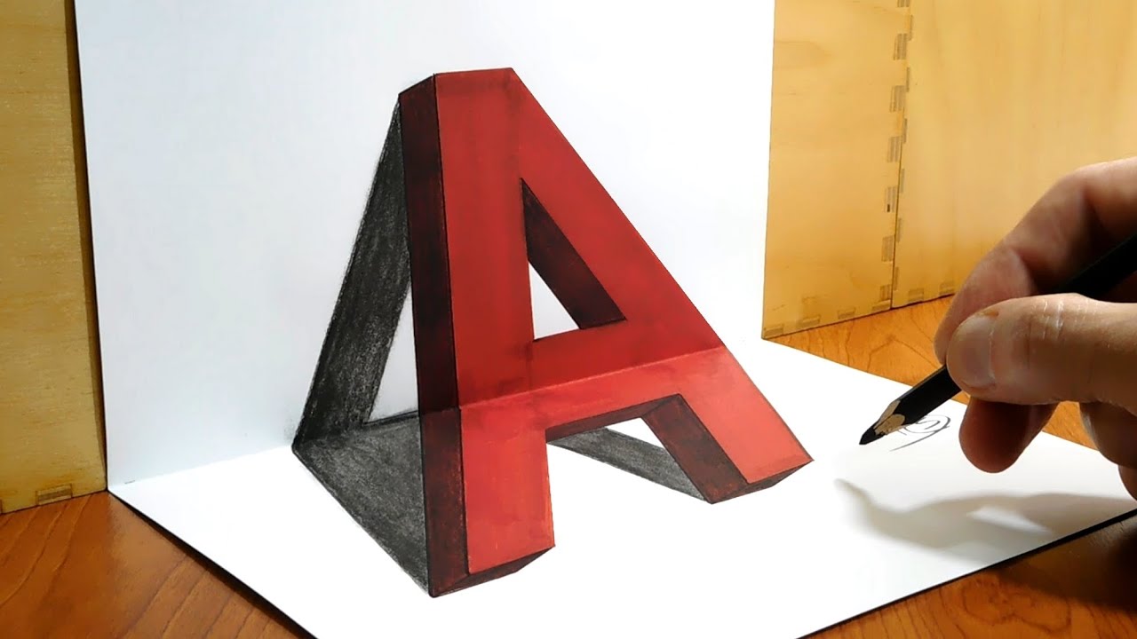 How to Draw Letter A, 3D Drawing Trick Art On Paper