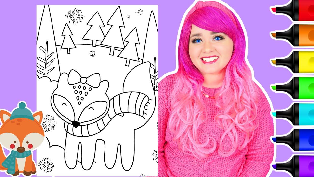 Coloring a Cute Winter Fox Coloring Page | Winter Animals Coloring Videos | Ohuhu Art Markers
