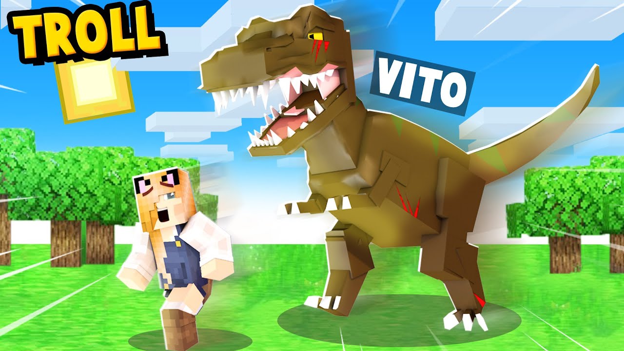 TROLLUJĘ BELLĘ PRZEBRANY ZA DINOZAURA w Minecraft! | Vito i Bella
