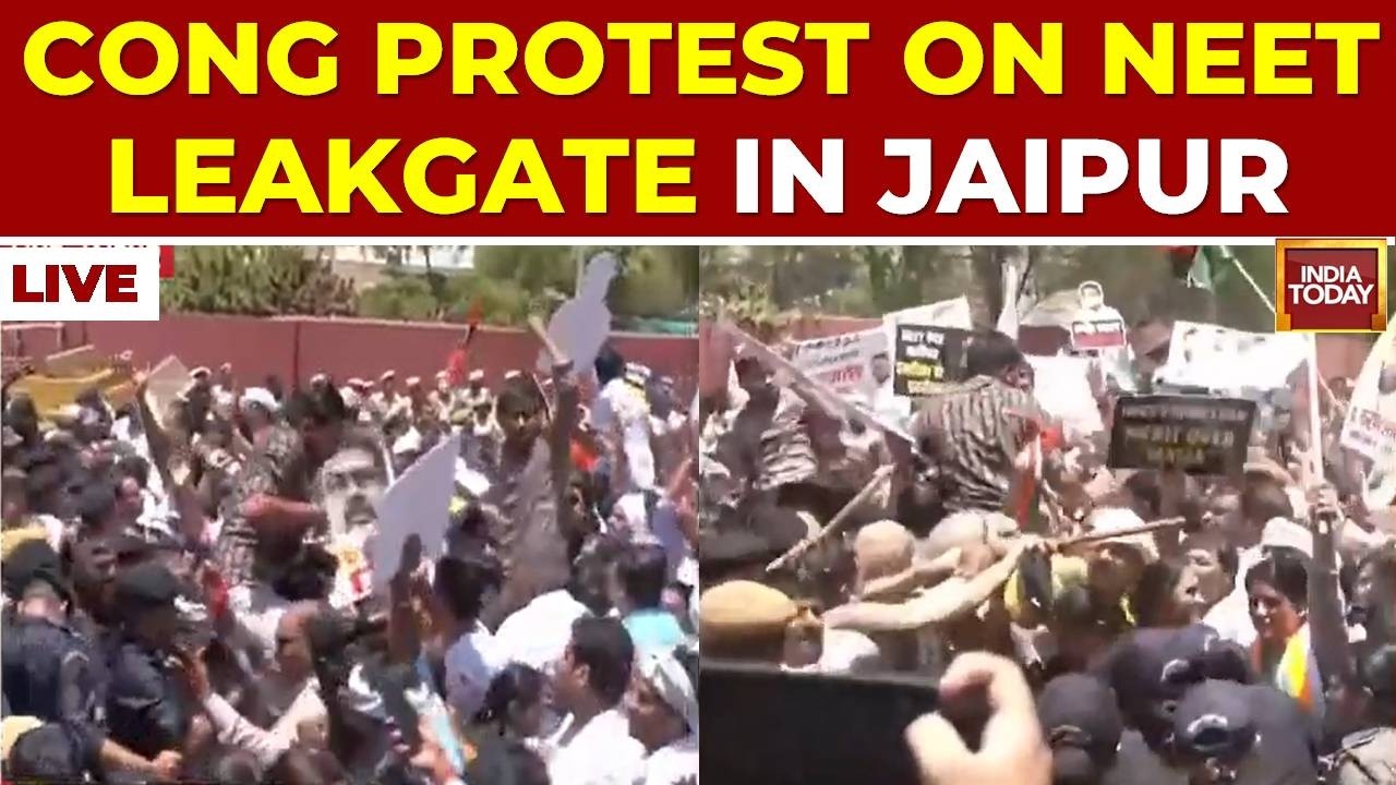 Cong NEET Paper Leak Protest LIVE: Congress Protest In Jaipur, March To BJP HQ | India Today LIVE