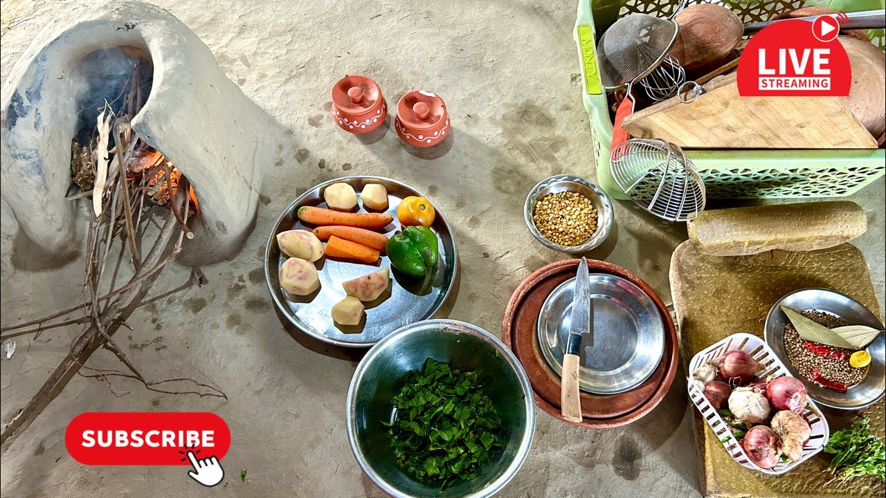 “Veg Delight by Priyanka is live | देशी चूल्हे पालक की दाल और मिक्स वेज सब्जी चावल रोटी #livestream”