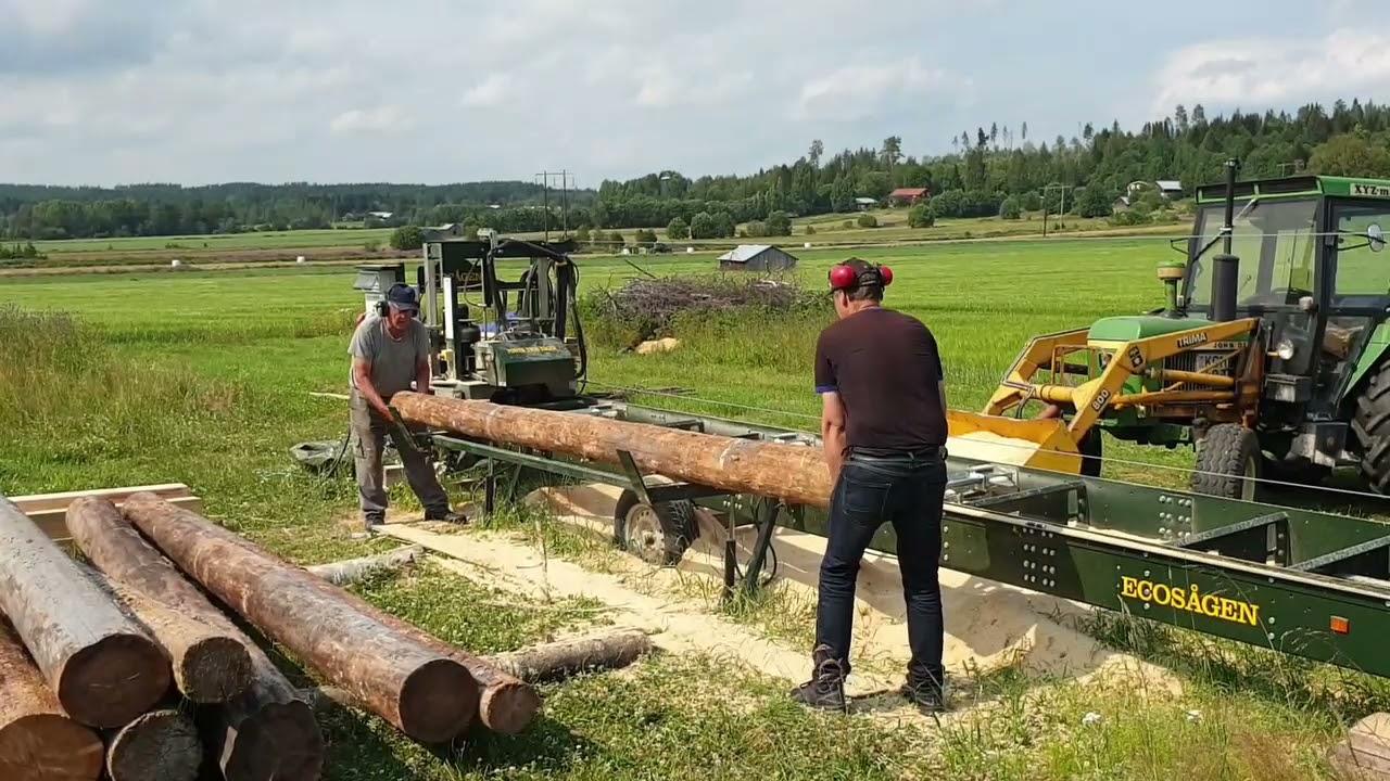 Gnarp, lastning/avlastning med Alstor och sågning med Ecosågen Twin 400.