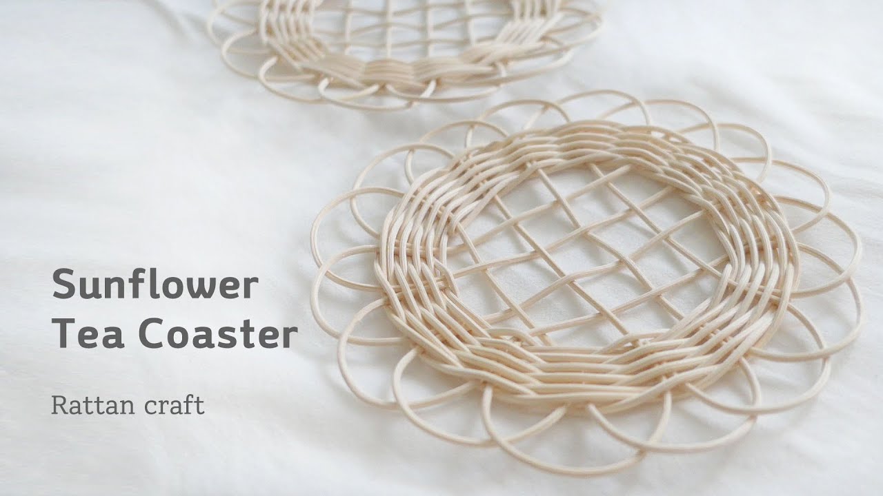 [라탄공예 rattan craft] 라탄 티코스터, sunflower tea coaster, diy, 취미