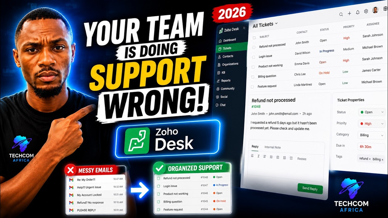 Zoho Desk Tutorial 2026 | Complete Beginner to Advanced | Techcom Africa, Zoho partner in Nigeria.