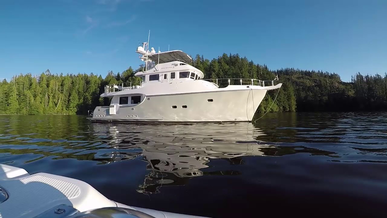 Nordhavn 55 Red Rover at Lucky Creek, Barkley Sound, British Columbia