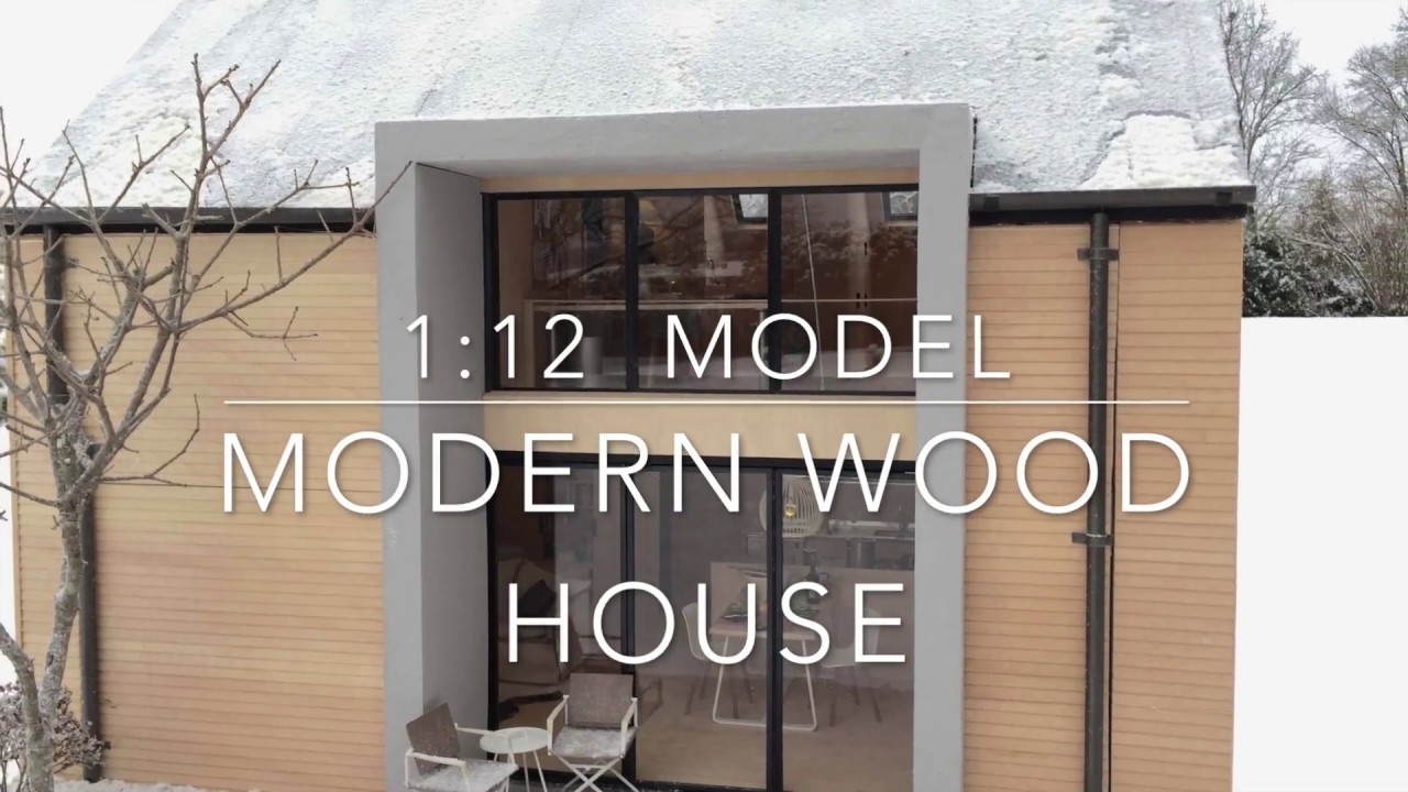 1:12 scale Modern Wood House, architectural model