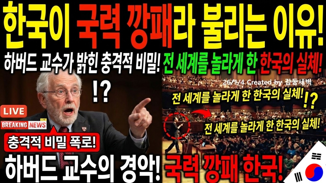 [해외감동사연]한국이 국력 깡패라 불리는 이유! 하버드 교수가 밝힌 충격적 비밀에 경악!