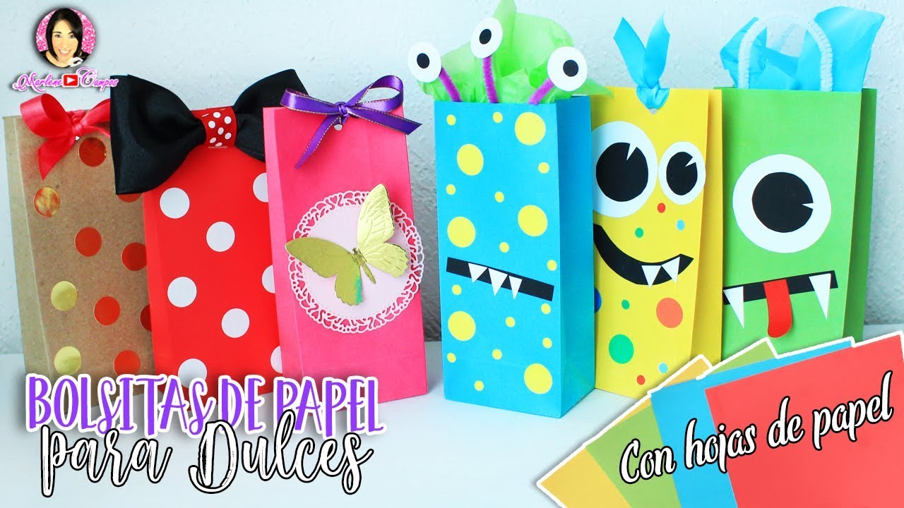 Hagamos BOLSITAS PARA DULCES hechas con hojas de papel por DIY con Marlene Campos