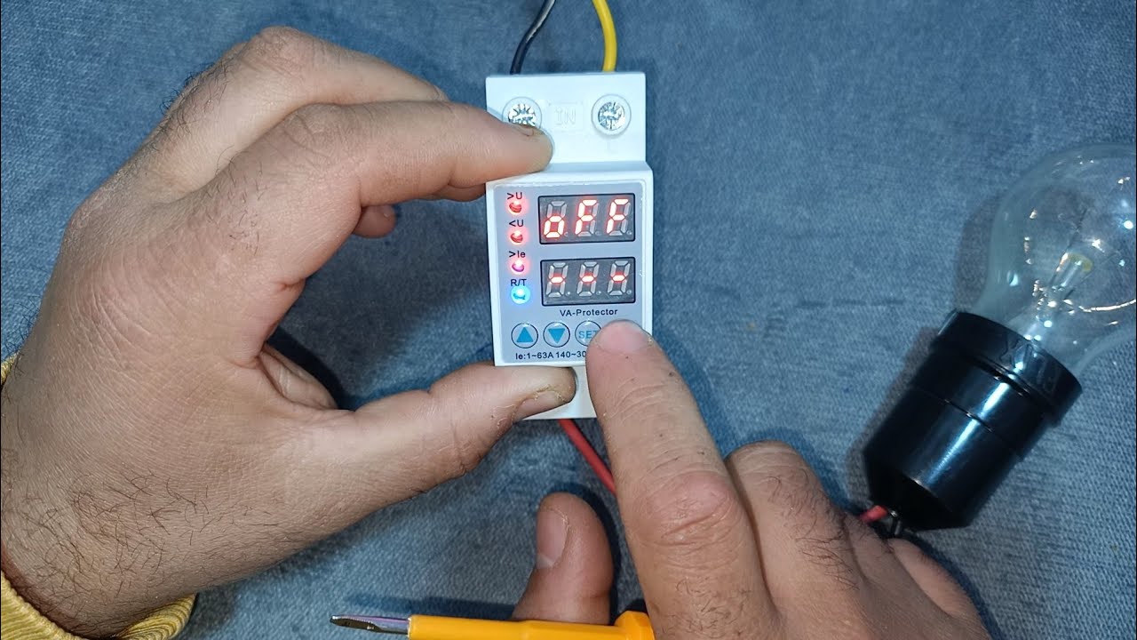 طريقة توصيل وإعدادات ضبط جهاز حماية الأجهزة الكهربائية من ارتفاع التيار والجهد الكهربائى سويتش جارد