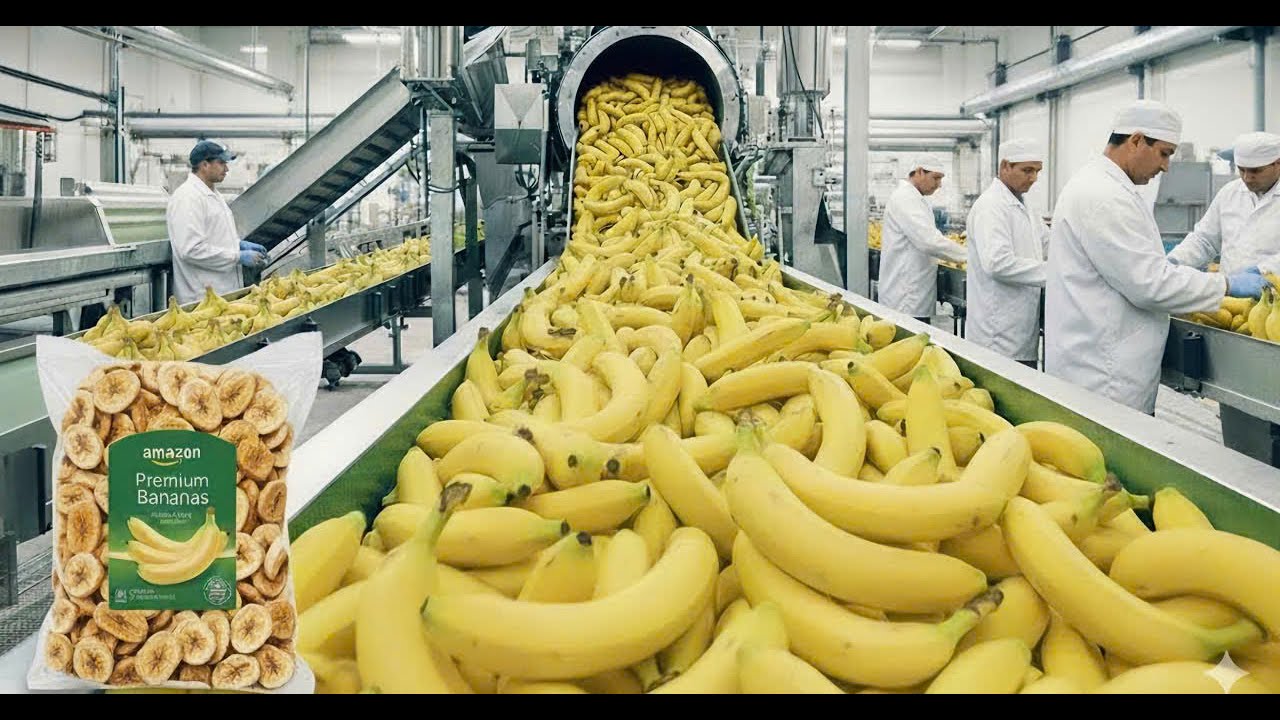 Full Process of Premium Dried Banana Production: Inside the Factory Transforming Ripe Bananas