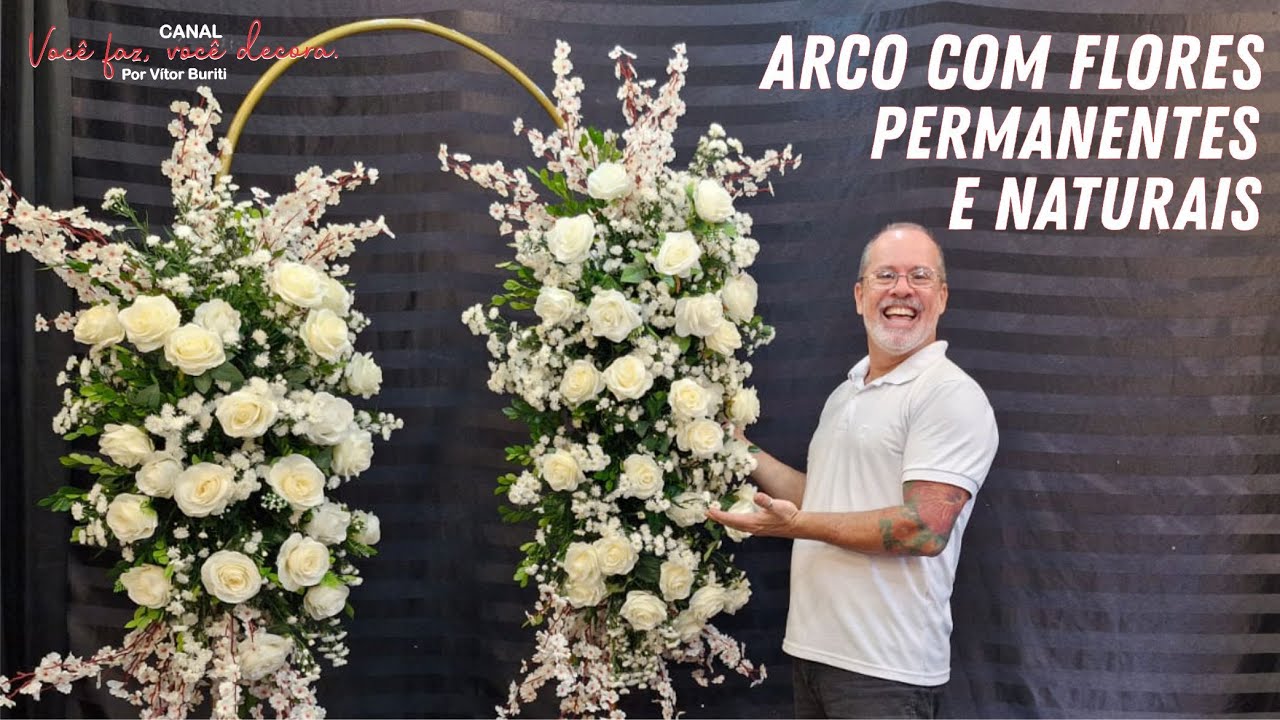 PASSO A PASSO DE COMO MONTAR ARRANJO NO ARCO ROMANO UTILIZANDO FLORES PERMANENTES E FLORES NATURAIS