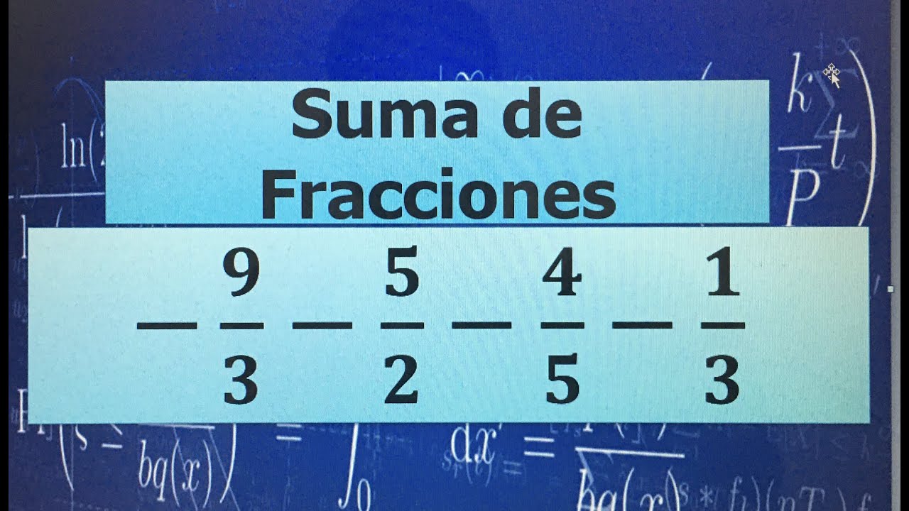 SUMA DE FRACCIONES NEGRATIVAS CON DENOMINADORES DIFERENTES O HETEROGÉNEAS (EJEMPLO 2)