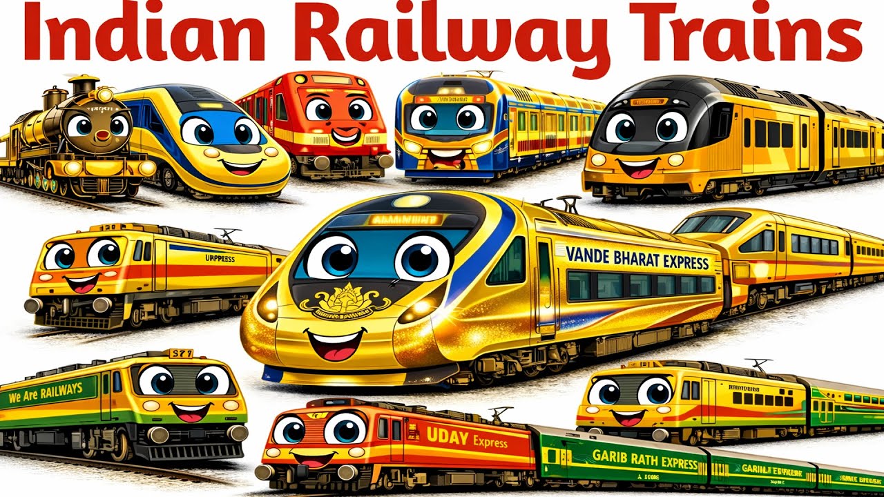 रेलगाड़ियों के नाम | Indian Railway Transport Names for Kids | Kindergarten Learning Videos #train