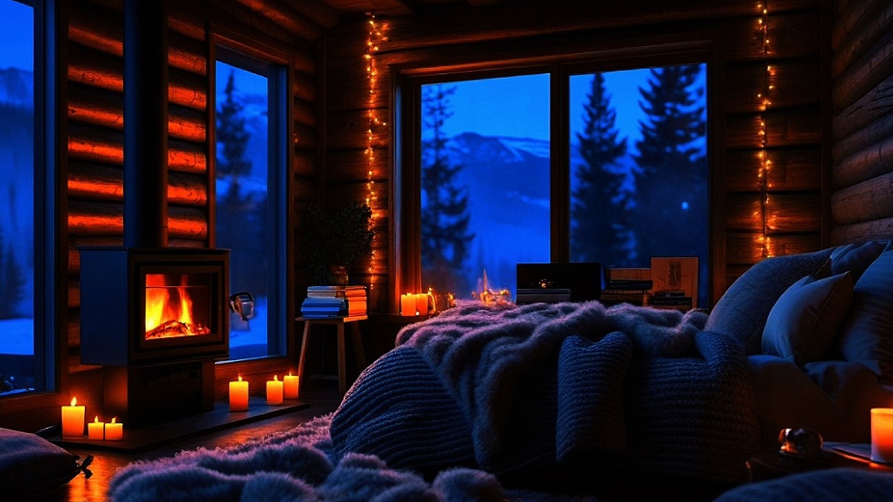 Racing Thoughts at 2AM Snowy Terrace ❄️🔥 Midnight Jazz to Rewire Focus