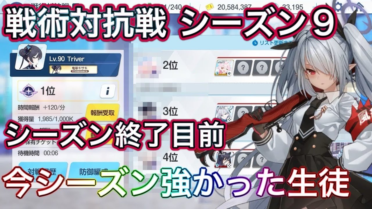 【ブルアカ】戦術対抗戦 シーズン9 終了目前 今シーズン強かった生徒【ブルーアーカイブ】