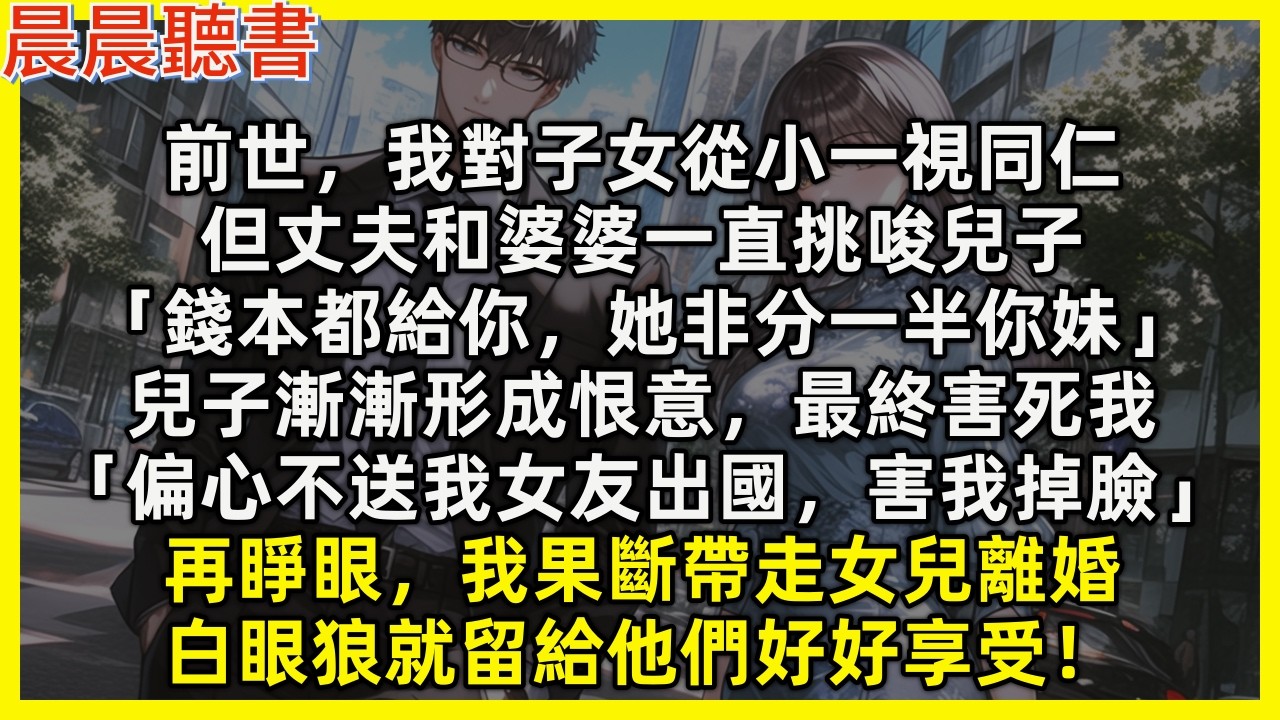 【重生爽文】再睜眼，我果斷帶走女兒離婚，白眼狼就留給他們好好享受！前世，我對子女從小一視同仁，但丈夫和婆婆卻挑唆兒子「錢本都給你，她非分一半你妹」兒子漸生恨意，最終害死我「偏心不送我女友出國害我掉臉」