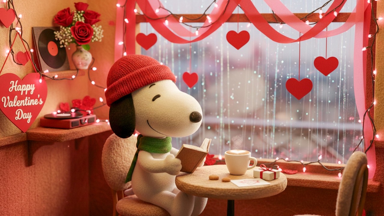 🌹 Snoopy's Valentine Cafe ☕ Cozy Felt Art & Romantic Jazz Lofi
